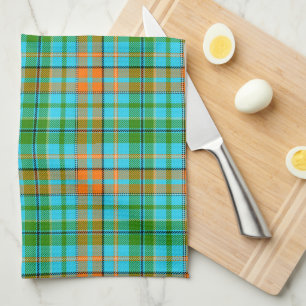 Linge De Cuisine Dessin à carreaux tartan bleu orange vert 