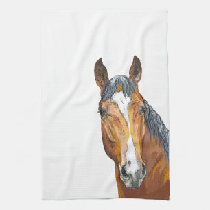 Linge De Cuisine Dessin à la main d'un cheval bai en tablier