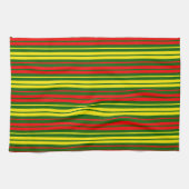 Linge De Cuisine Dessin à rayures verticales vert jaune rouge (Horizontal)