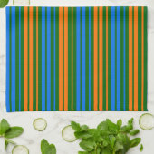 Linge De Cuisine Dessin à rayures verticales vert orange bleu (Plié)