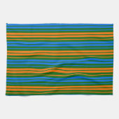 Linge De Cuisine Dessin à rayures verticales vert orange bleu (Horizontal)