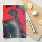 Linge De Cuisine dessin Abstrait d'éléphant rouge, effet très rusti (Quart Plié)