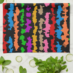 Linge De Cuisine Dessin abstrait irrégulier coloré noir