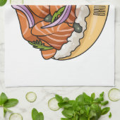 Linge De Cuisine dessin animé de bagel saumon (Plié)