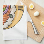 Linge De Cuisine dessin animé de bagel saumon (Quart Plié)