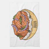 Linge De Cuisine dessin animé de bagel saumon (Vertical)