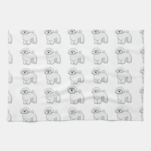 Linge De Cuisine dessin animé de bichon frise (Horizontal)