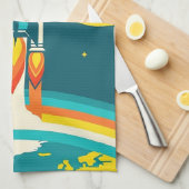 Linge De Cuisine Dessin animé de fusée spatiale mignonne (Quart Plié)