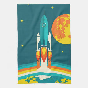 Linge De Cuisine Dessin animé de fusée spatiale mignonne