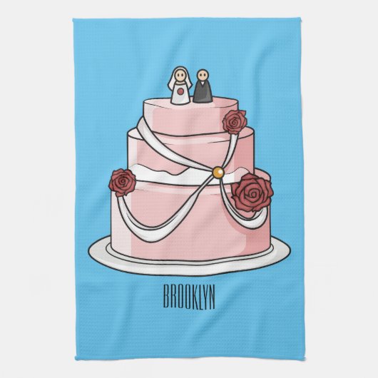 Linge De Cuisine dessin animé de gâteau mariage (Vertical)
