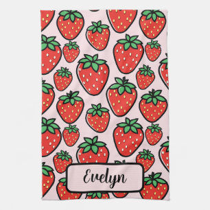 Linge De Cuisine Dessin Animé Rétro Fraise Sucrée Personnalisé