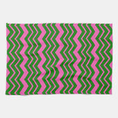 Linge De Cuisine Dessin chevron zigzag vert rose  (Horizontal)