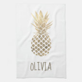 Linge De Cuisine dessin d'ananas à feuille d'or faux (Vertical)