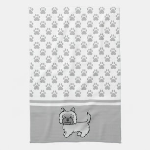 Linge De Cuisine Dessin de chien Terrier Cairn gris & motif de patt