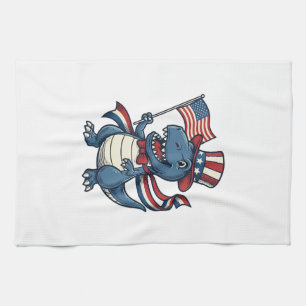 Linge De Cuisine Dessin de dinosaure patriotique vintage pour t-shi