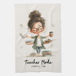 Linge De Cuisine Dessin de l'enseignant mignon avec "Mode enseignan
