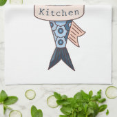 Linge De Cuisine Dessin de ligne de sardine personnalisé (Plié)