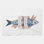 Linge De Cuisine Dessin de ligne de sardine personnalisé (Horizontal)