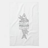 Linge De Cuisine Dessin de ligne de sardine personnalisé (Vertical)