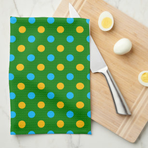 Linge De Cuisine Dessin de pois noir jaune vert