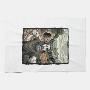 Linge De Cuisine Dessin de portrait de barbu surpris vintage