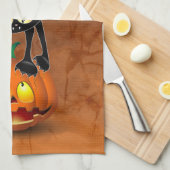 Linge De Cuisine Dessin d'Halloween au chat effrayé sur Citrouille (Quart Plié)