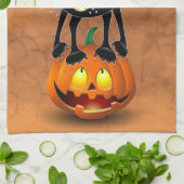 Linge De Cuisine Dessin d'Halloween au chat effrayé sur Citrouille (Plié)