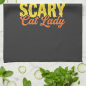 Linge De Cuisine Dessin Halloween Dame Chat Effrayant_1 (Plié)