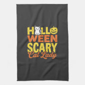 Linge De Cuisine Dessin Halloween Dame Chat Effrayant_1 (Vertical)