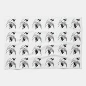 Linge De Cuisine Dessin japonais vintage d'une grue (Horizontal)