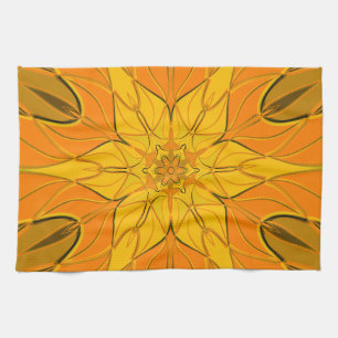 Linge De Cuisine Dessin Mandala Fleur Jaune