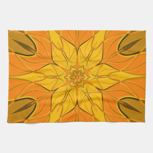 Linge De Cuisine Dessin Mandala Fleur Jaune (Horizontal)