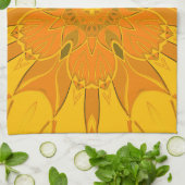 Linge De Cuisine Dessin Mandala Fleur Jaune (Plié)