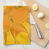 Linge De Cuisine Dessin Mandala Fleur Jaune (Quart Plié)