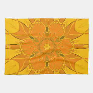 Linge De Cuisine Dessin Mandala Fleur Jaune