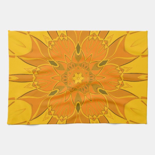 Linge De Cuisine Dessin Mandala Fleur Jaune (Horizontal)