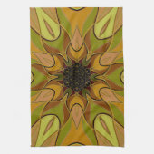 Linge De Cuisine Dessin Mandala Fleur Jaune et Vert (Vertical)