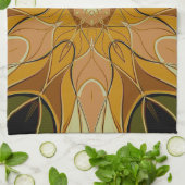 Linge De Cuisine Dessin Mandala Flower orange et vert (Plié)
