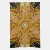 Linge De Cuisine Dessin Mandala Flower orange et vert (Vertical)