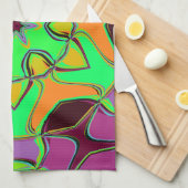 Linge De Cuisine Dessin Mandala Flower vert orange et violet (Quart Plié)