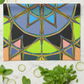 Linge De Cuisine Dessin Mandala Green Blue et Orange (Plié)