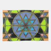 Linge De Cuisine Dessin Mandala Green Blue et Orange (Horizontal)