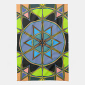 Linge De Cuisine Dessin Mandala Green Blue et Orange (Vertical)