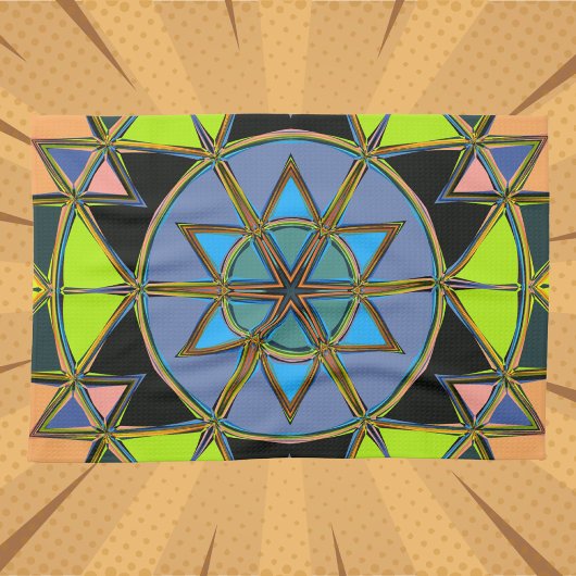 Linge De Cuisine Dessin Mandala Green Blue et Orange