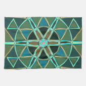 Linge De Cuisine Dessin Mandala Vert bleu et jaune (Horizontal)
