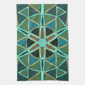 Linge De Cuisine Dessin Mandala Vert bleu et jaune (Vertical)