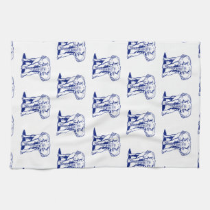 Linge De Cuisine Dessin Monogramme Marine Blue Elephant Line