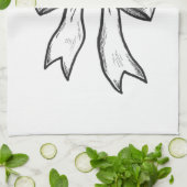 Linge De Cuisine Dessin noir et blanc d'arc de ruban (Plié)