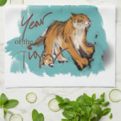 Linge De Cuisine Dessin original Tigre chinois Année Anniversaire K (Plié)