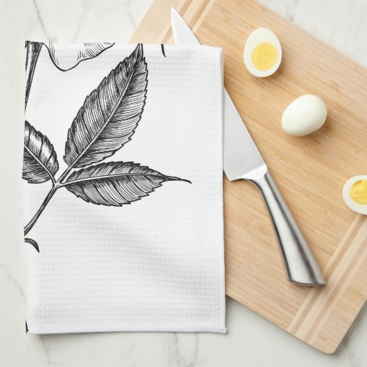 Linge De Cuisine dessin rose (Quart Plié)